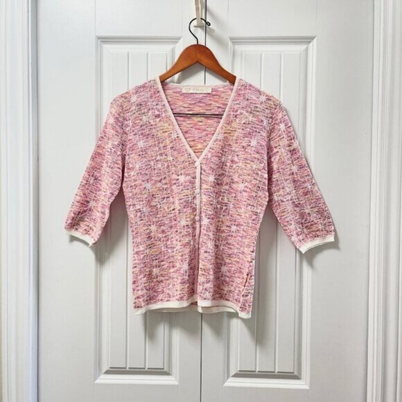 Vintage Camela Geometric Sunset Cardigan Pink - Picture 1 of 11